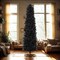 6.5 Ft Slim Pencil Black Christmas Tree with PVC Needles and Metal Stand
